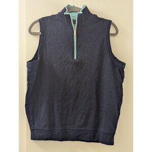 Carnoustie Navy Sleeveless 1/4 Zip Pullover Vest Men's Small 100% Cotton